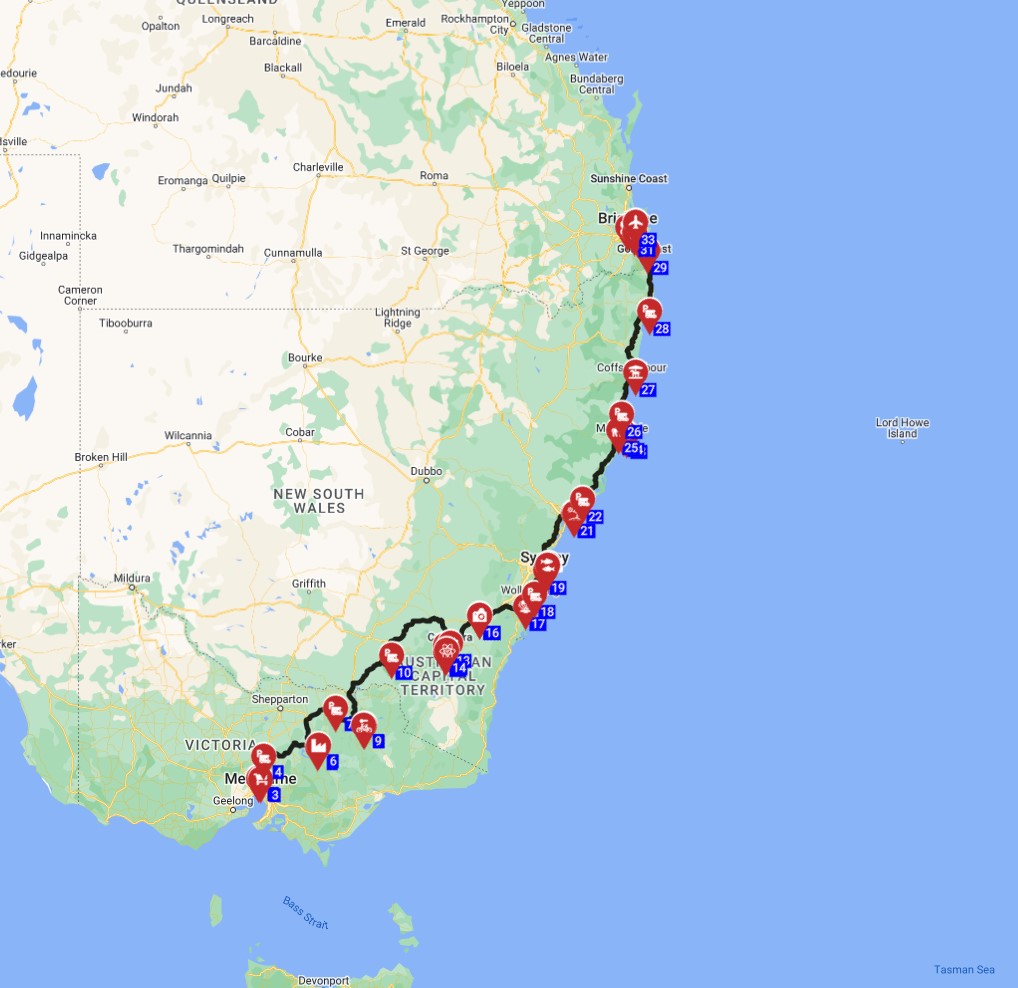 Melbourne to Brisbane - Beachside Explorer Route